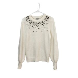 H&M Women's Wool Blend Beaded Appliqué Pullover Sweater - S